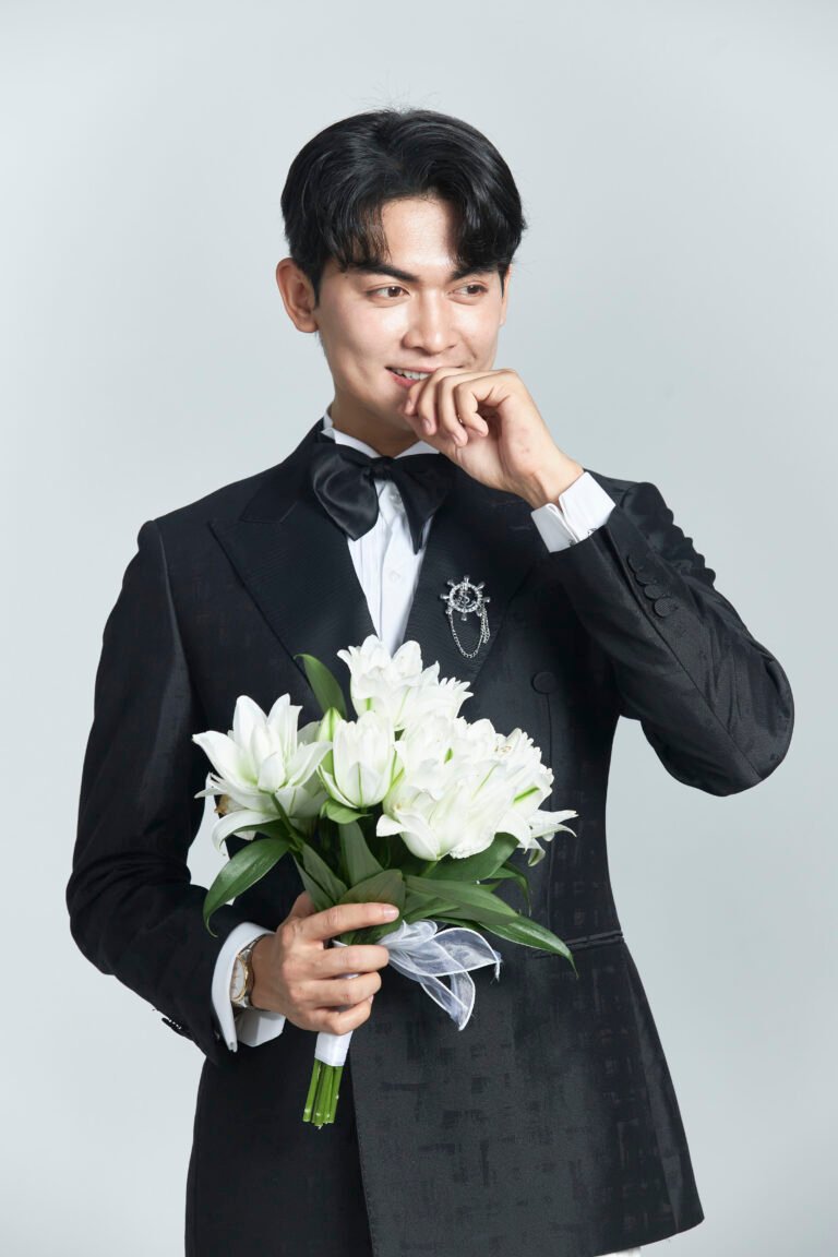 Black Satin Lapel Double-Breasted Blazer