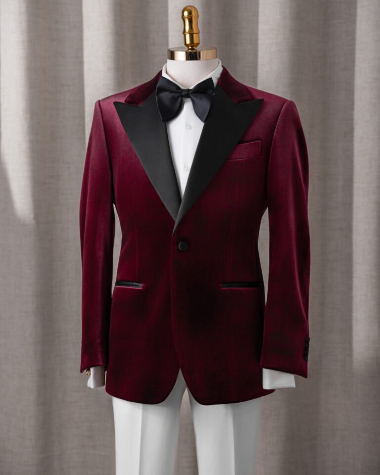 Velvet Burgundy Peak Lapel Tuxedo