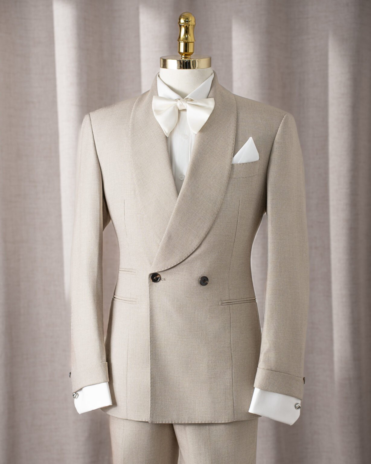 Ivory Beige Shawl Double-Breasted Suit