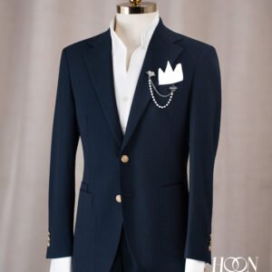 Navy Textured Commander Suit
